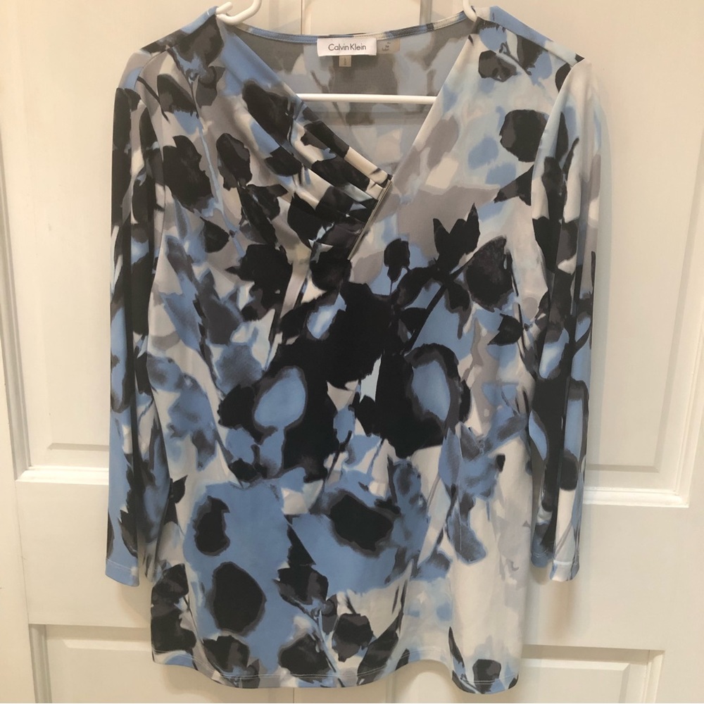 Calvin Klein Floral Top with Silver Detail